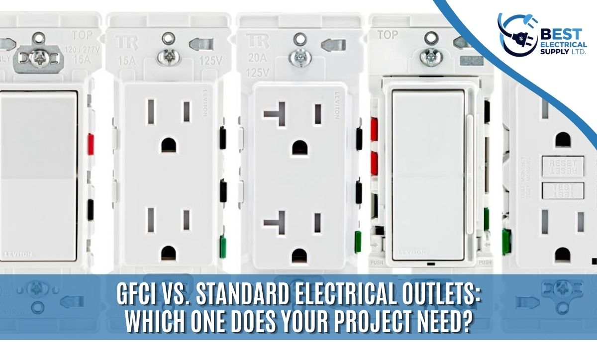GFCI and standard electrical receptacles for residential and commercial electrical projects in Alberta